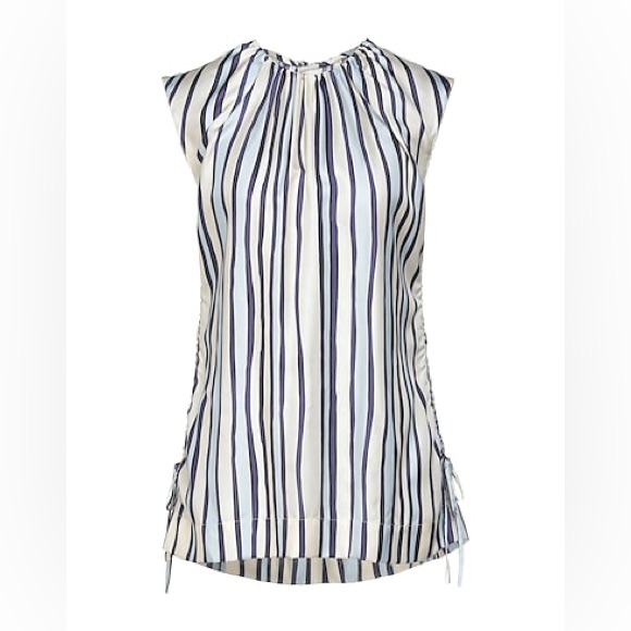 Marni Ivory Mixed Blues Stripe Silk Top Size 40
